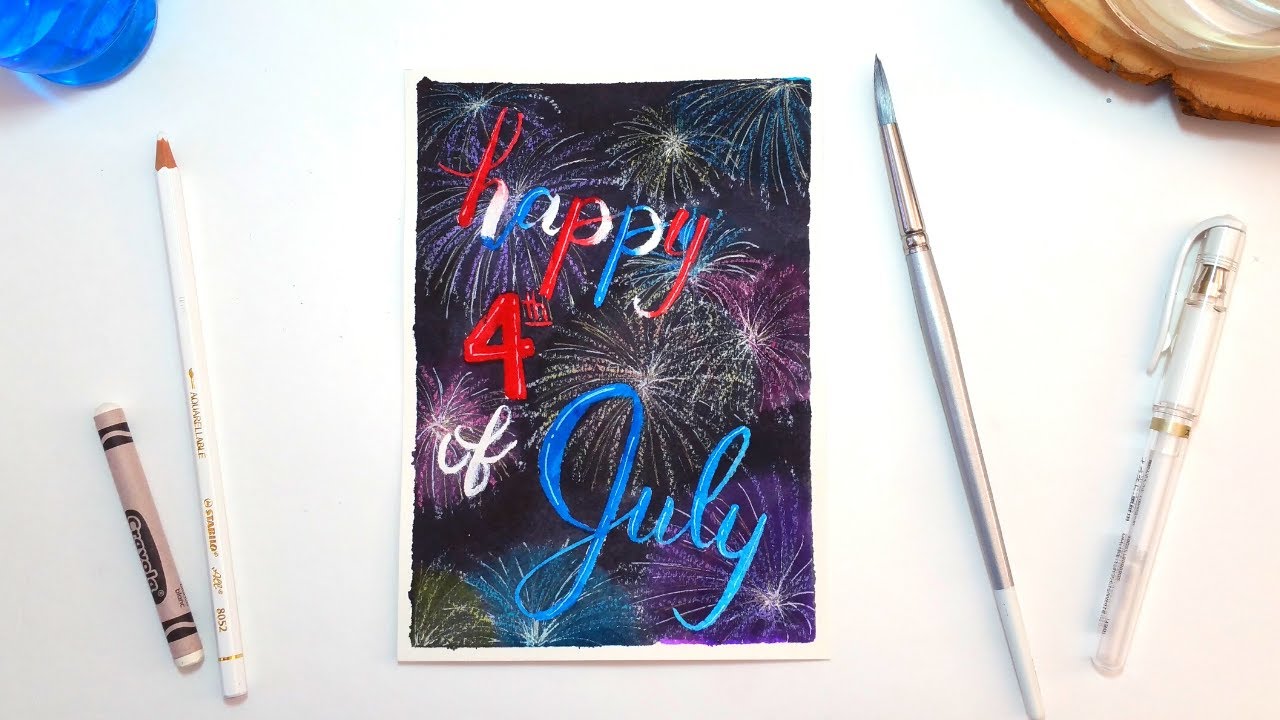 Firework July Hand Lettering 💥 4th of JULY FIREWORK ART with hand lettering 💥 - YouTube