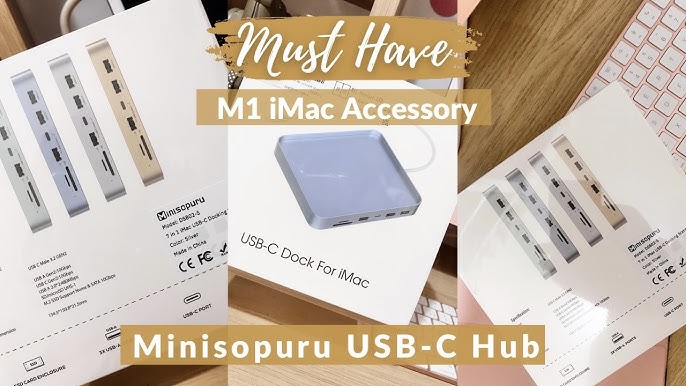 Minisopuru Hub USB C para iMac 24 Pulgadas 2021/2023, Accesorios iMac  Compatible con SSD M.2 NVMe, Hub USB iMac para iMac M1/M3, Adaptador iMac  con USB A/C 10Gbps, SD/TF, SSD M.2(no Incluido)