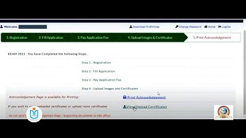 KEAM 2021 Application Step 5 : Print Acknowledgement