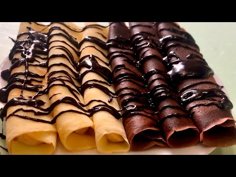 ბლინები ბანანით და შოკოლადით • Crepes with chocolate and banana