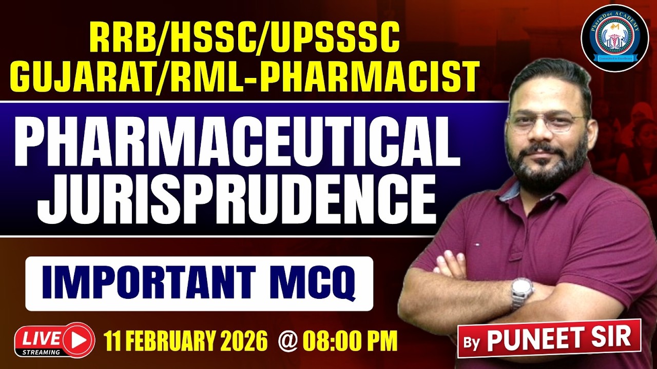 Pharmaceutical Jurisprudence Important MCQ for Pharmacist Exams | Puneet Sir | PharmDoc Academy