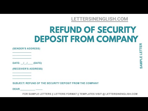 Refund of the Security Deposit from the Company - Application For Refund Of Security Deposit