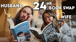 swapping books with my husband for 24 hours | 24 hr reading vlog
