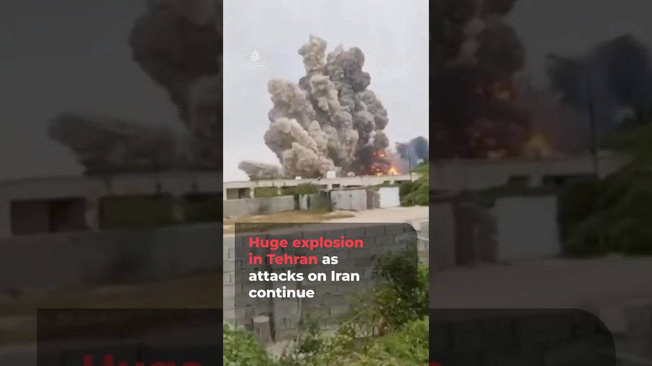 انفجار ضخم شوهد في طهران مع استمرار الغارات الجوية على إيران | AJ #shorts
