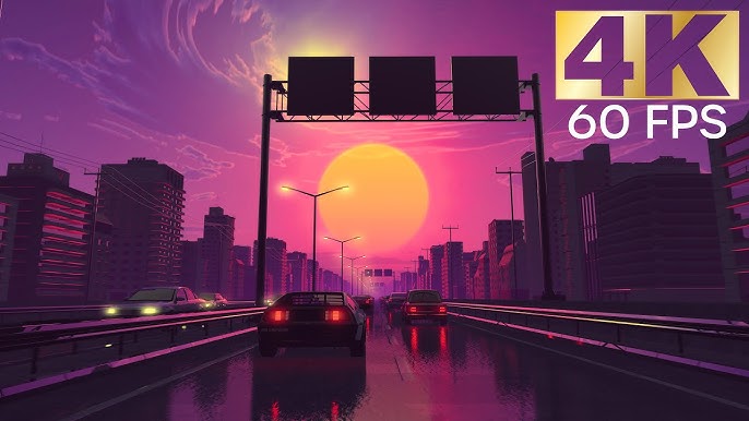 Driving In Retro Futuristic Neon City Screensaver 4K on Make a GIF