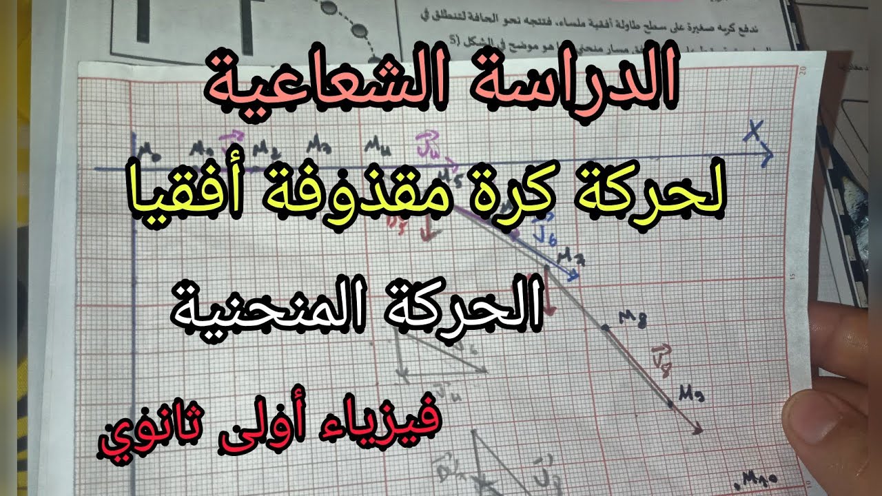 الدراسة الشعاعية لحركة منحنية(حركة كرة مقذوفة أفقيا)||فيزياء أولى ثانوي 1AS