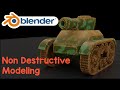 Blender 2.9B - Ep 1 Non Destructive Modeling using Blenders Modifiers - Tank Modeling