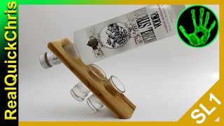 DIY vodka bottle shot glass wooden stand absolute cool