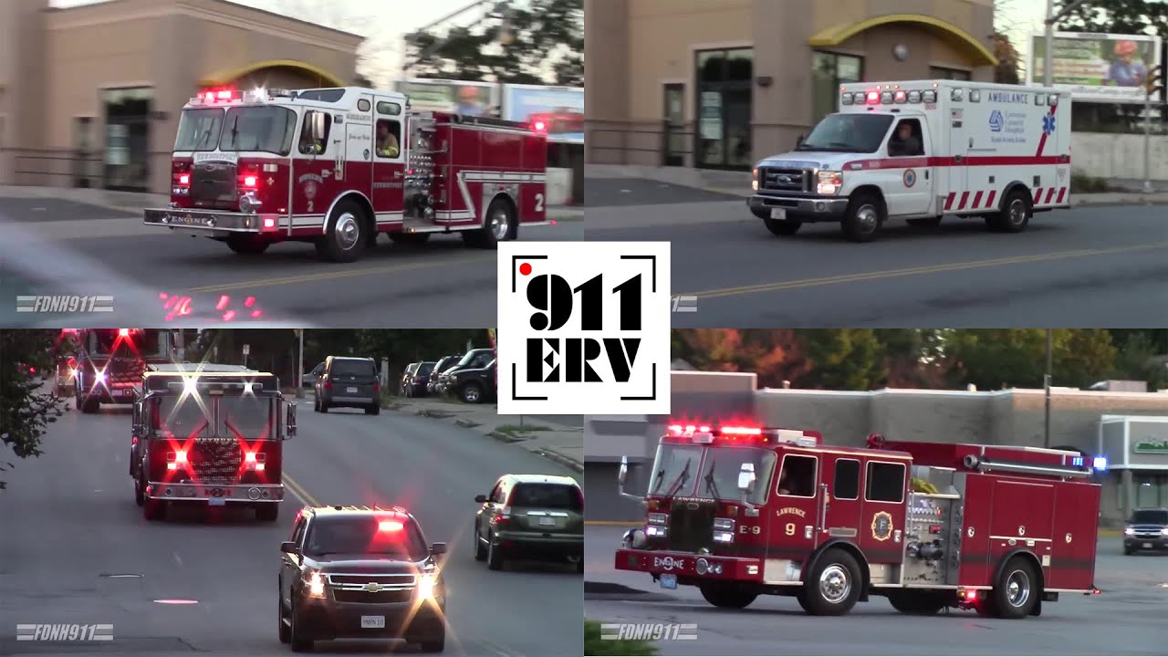 Fire Trucks, Police Cars, and Ambulances Responding to 9th Alarm Major Gas Emergency