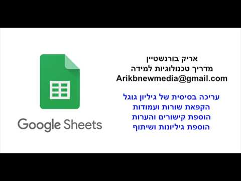 עריכה בסיסית גיליון גוגל: google sheets אריק בורנשטיין, מדריך טכנולוגיות למידה