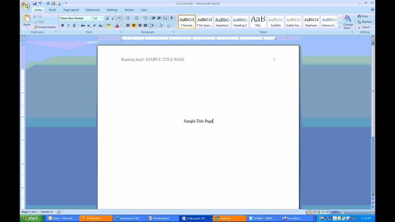 Making an essay title page