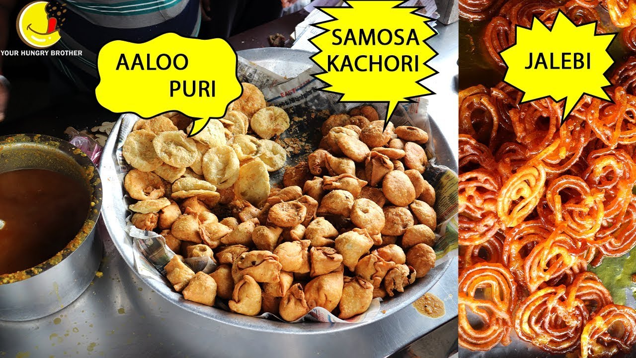 Best Breakfast In Jamshedpur 🤤🤤 Puri Aaloo, Samosa , Kachori Jalebi Eating With Your Hungry Brother