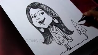 How To Draw Simple Girl Caricature Cartoon Drawing Youtube