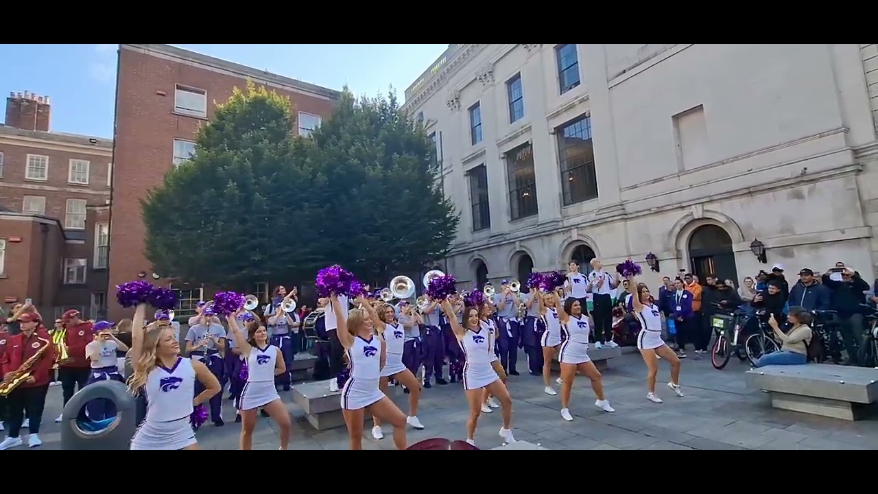 K-State Brass Band & Cheerleaders in Dublin before College Football game 