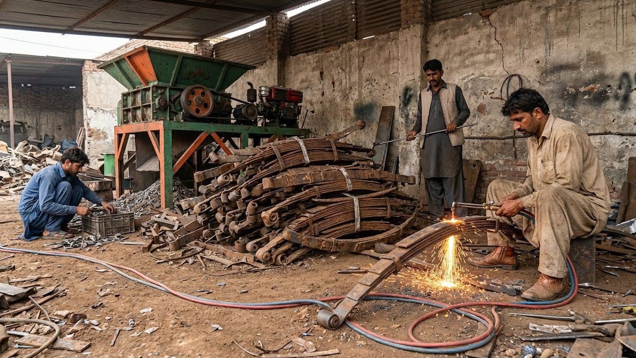 Process of Recycling Old Truck Leaf springs to Make Chaff Cutting Machine Blades