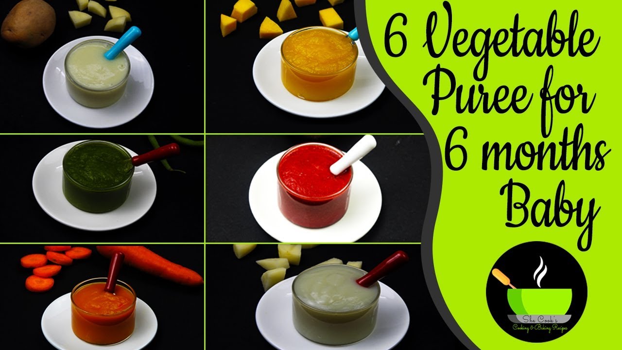 6 Vegetable Puree for 6 Months Baby | Stage 1 Homemade Baby Food Recipes | Baby Food for 6-12 months | She Cooks