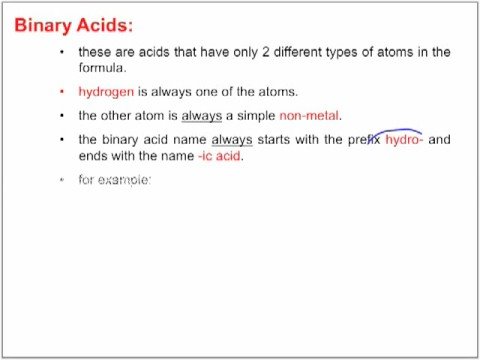 Formulas Lesson 8: Binary Acids Nomenclature