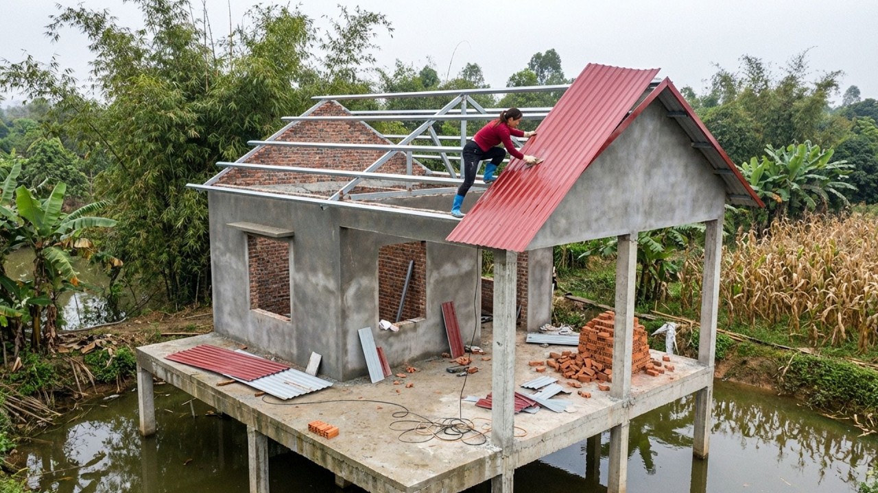 Building a Dream Home to Live Off the Grid – DIY Metal Roofing Installation