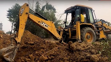 JCB Backhoe 3DX Super Machine Working Mood Field