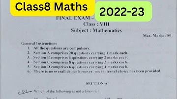 Class8 Maths Annual Exam Question Paper 2022-23 with Detailed Explanation &Solutions