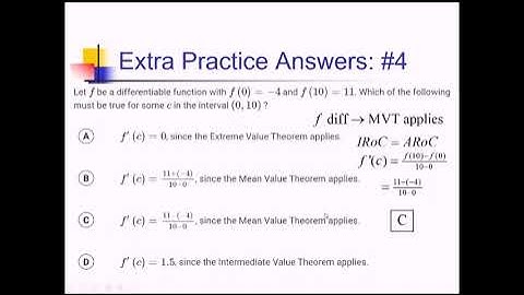 Mean Value Theorem: Problem Set #5