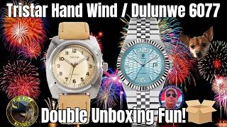 Tristar Hand Wind / Dulunwe 6077 Mechanical Watch Double Unboxing Fun!