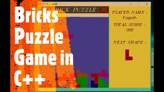 Bricks Puzzle Game In C++.