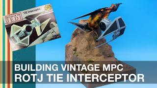 Building vintage MPC ROTJ Tie Interceptor with diorama base.