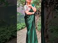 106: Beautiful bhabhi in Green Satin saree with Floral Saree Blouse #shorts