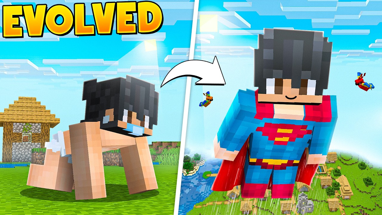 I EVOLVED from BABY to SUPERHERO in Minecraft!