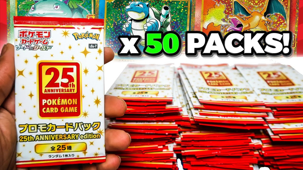 Opening 50 Pokemon 25th Anniversary Japanese Promo Packs!
