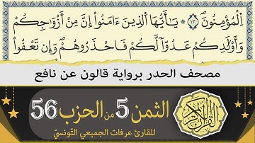 الثمن 5 من الحزب 56 | ختمة القران الكريم حدرا برواية قالون عن نافع | القارئ عرفات الجميعي التونسي