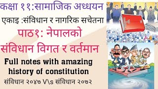 कक्षा ११ सामाजिक अध्धयन : एकाइ ८(नागरिक सचेतना)॥ पाठ १: नेपालको संविधान विगत र वर्तमान॥