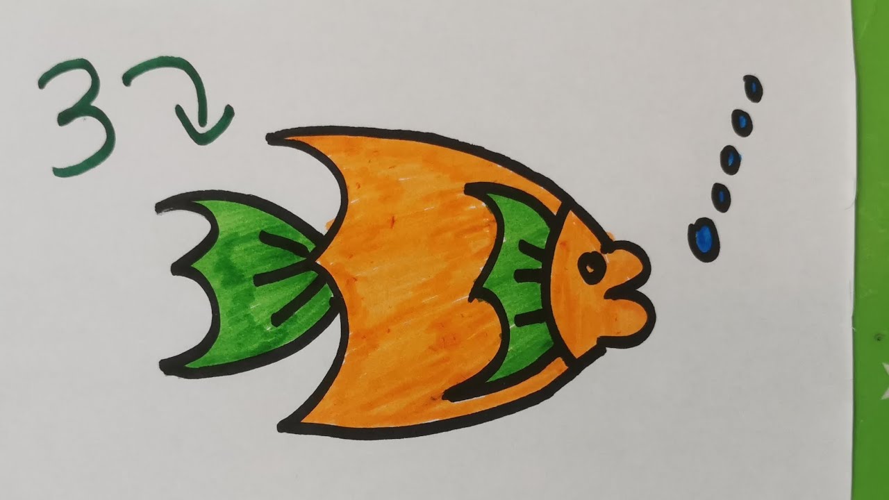 How To Draw Fish From Number 3fish Drawing For Kidsfish Drawing