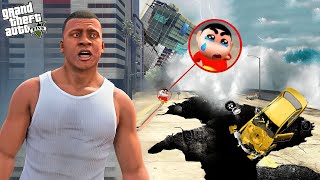 End Of Los Santos - Earthquake Happened in GTA 5 | Shinchan & Franklin | In Telugu