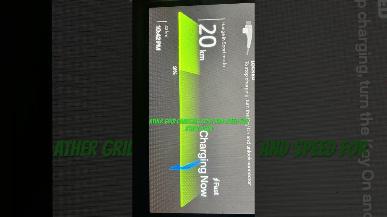 ATHER GRID CHARGING COST AND SPEED FOR ATHER 450X / 0% to 30% in 15 minutes