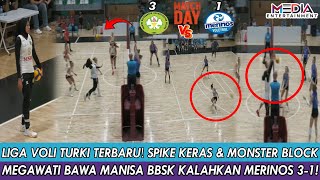 LIGA VOLI TURKI TERBARU🔥SPIKE KERAS & MONSTER BLOCK MEGAWATI BAWA MANISA BBSK KALAHKAN MERINOS 3-1!