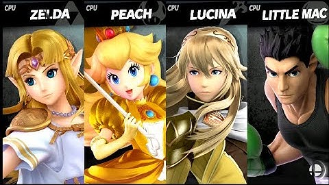 Zelda VS Peach VS Lucina VS Little Mac LV 9 CPU Battle Super Smash Bros Ultimate