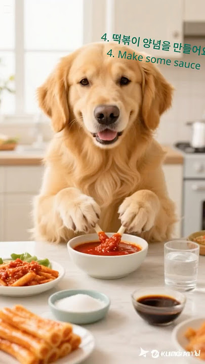 #Golden chef's Tteobokki recipe💛Please subscribe the pawsome Goldenretriever🧡#goldenretriever#chef