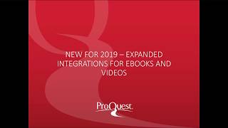 Celebrity NEW FOR 2019 – EXPANDED INTEGRATIONS FOR EBOOKS AND VIDEOS IN PROQUEST Profile