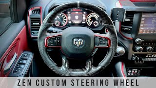 **HEATED** Zen Carbon Fiber Custom Steering Wheel - Ram Rebel