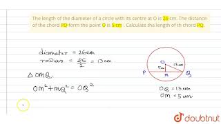 ... the distance of chord pq form point o is 5 cm . calculate leng...