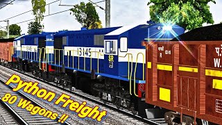 Longest PYTHON Freight In LOCKDOWN || 80 Wagons And 4 WDG3A || High Speed Freight In IR-MSTS Profile
