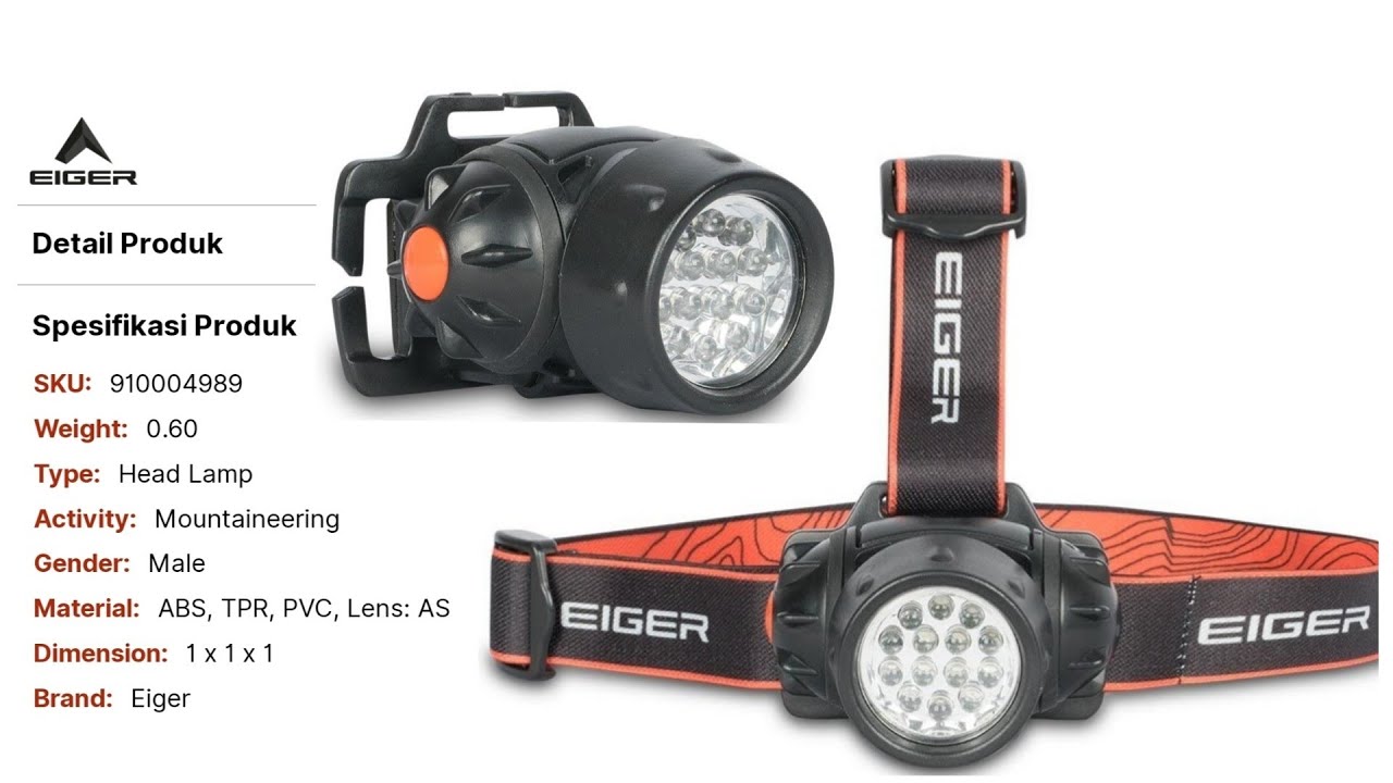 SENTER KEPALA EIGER HORAGALLES HEADLAMP 14LED REVIEW 910004989