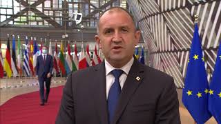 Rumen Radev, President of Bulgaria EU debates in Brussels Resimi