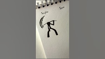 How to draw body with (Scythe, Spear, katana) #shorts