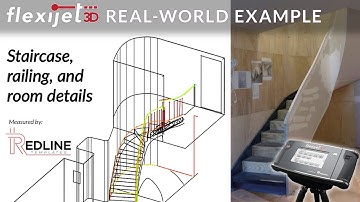 Flexijet 3D Real-World Example - Measurement of staircase, railing, and room details
