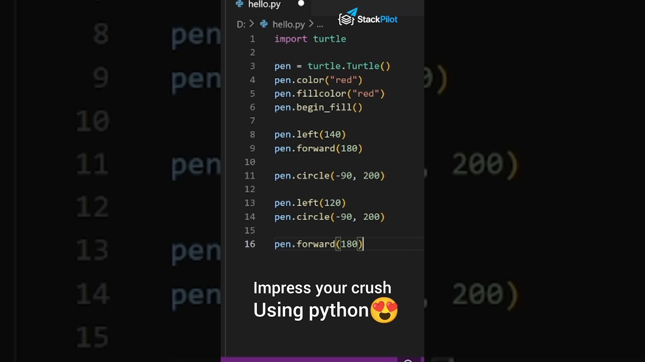 Impress Your Crush with Python ❤️🔥 Turtle Graphics Trick #shorts #python #programming