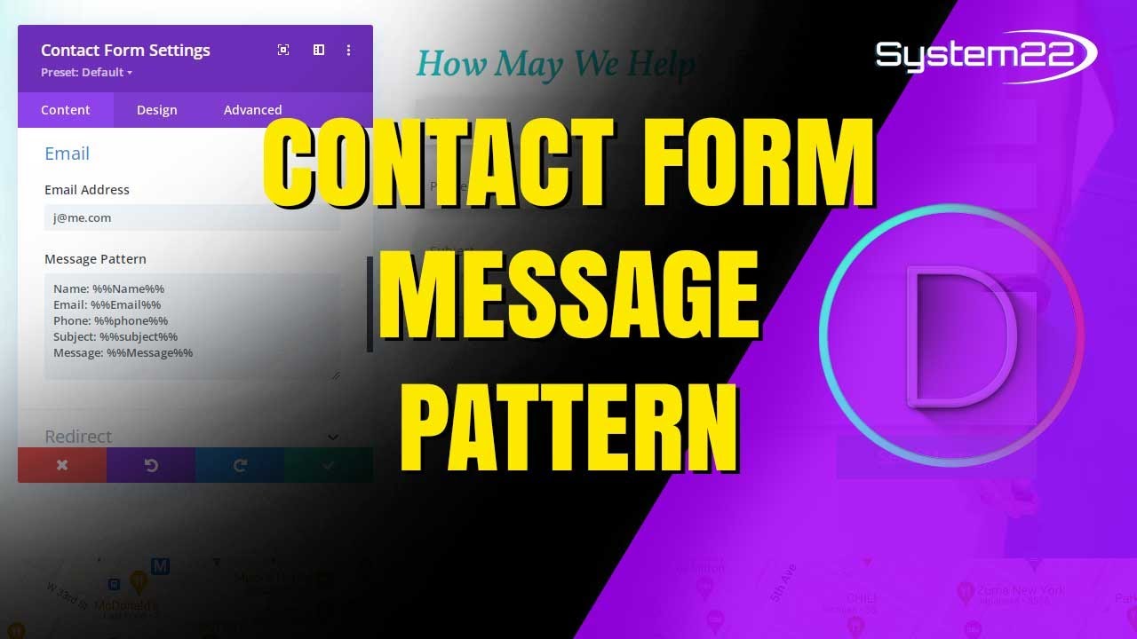 Divi Theme CONTACT FORM Configure The Message Pattern