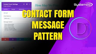 Divi Theme CONTACT FORM Configure The Message Pattern